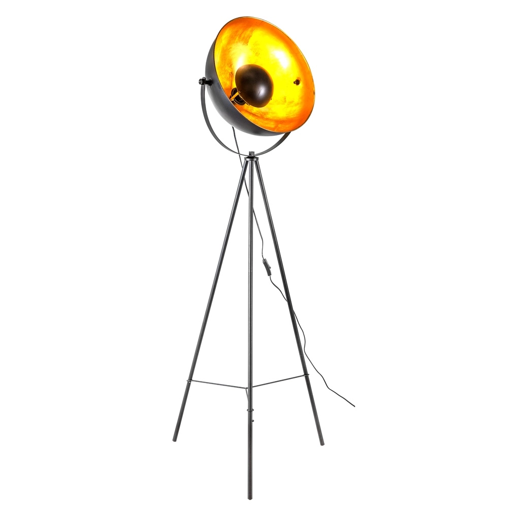 Stativ-Bodenlampe Timo Schwarz mit Gold