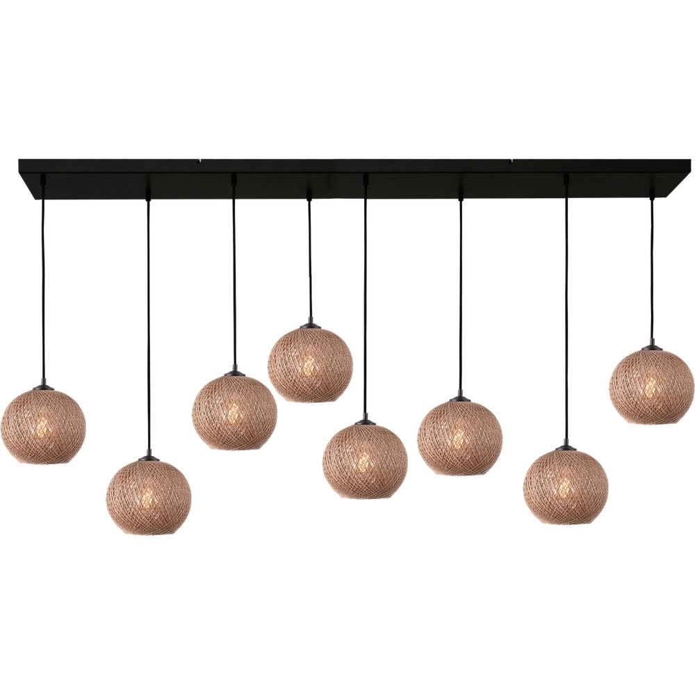 8-Licht Pendellampe Corda Rattan Ø 20cm
