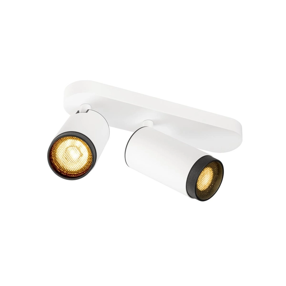 Aufputz-Spot Grip! L 2-flammig weiß mit schwarzem Ring