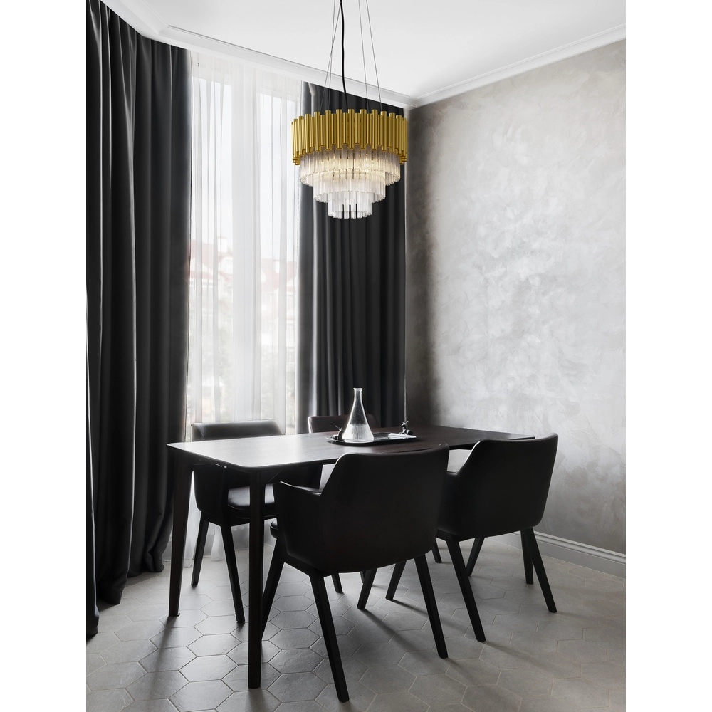 Pendelleuchte Magnolia gold mit Kristall Ø 39cm Lyora 5212017435019
