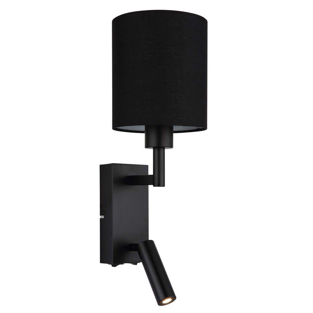 Nachttischlampe Zamora Schwarz mit schwarzer Kapuze Globo 9007371575893
