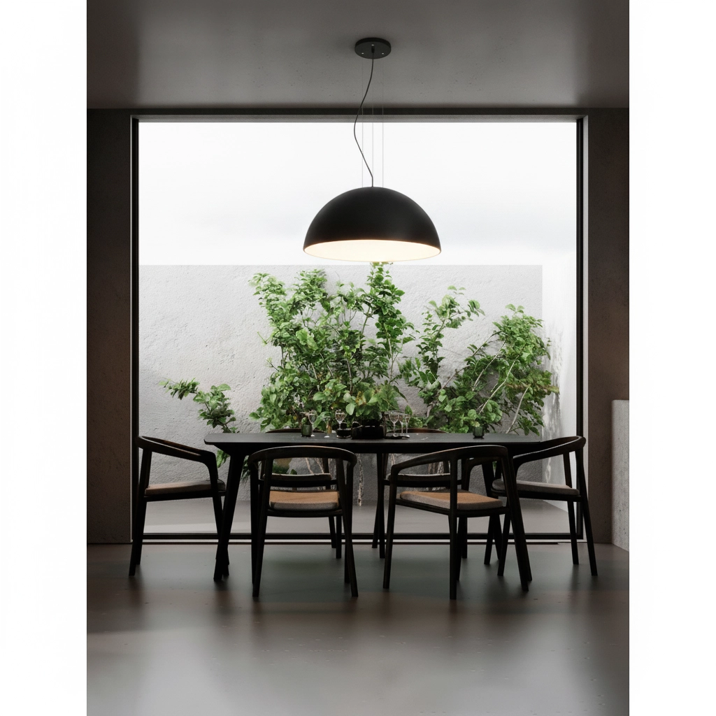 Schlanke Pendelleuchte Tholos schwarz Ø 70cm