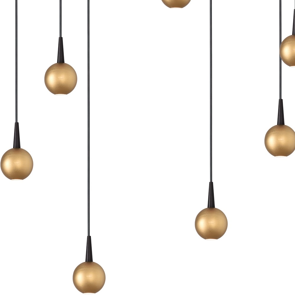 7-Licht Pendellampe Talana schwarz mit goldener Ø 50cm DTW Masterlight 8718121352190
