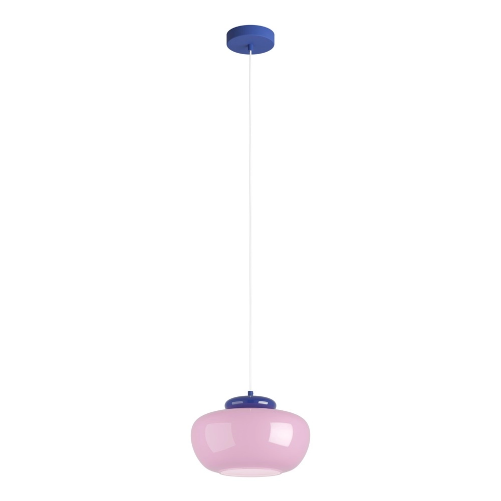 Design-Pendellampe Berardelli Rosa mit blauem Ø 30cm