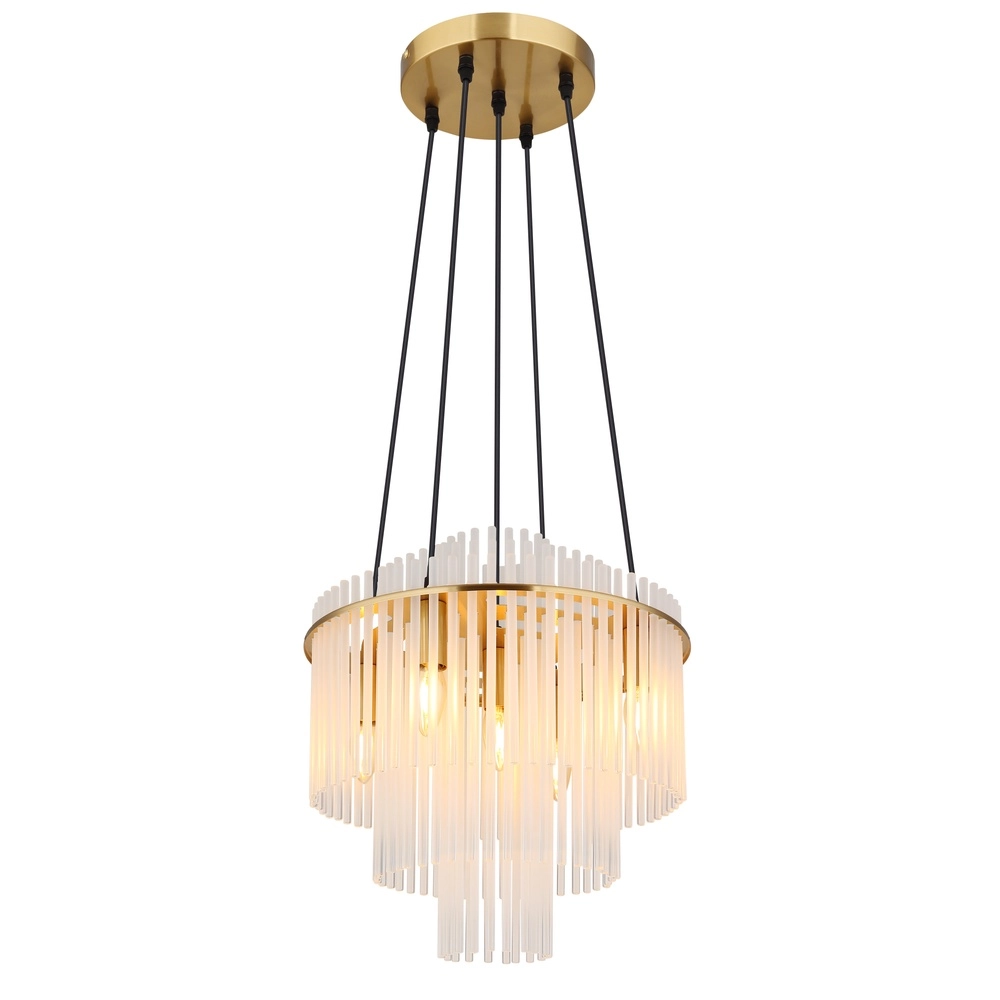 Pendellampe Ø 40 cm Gorley Gold mit weißen Glasstäben