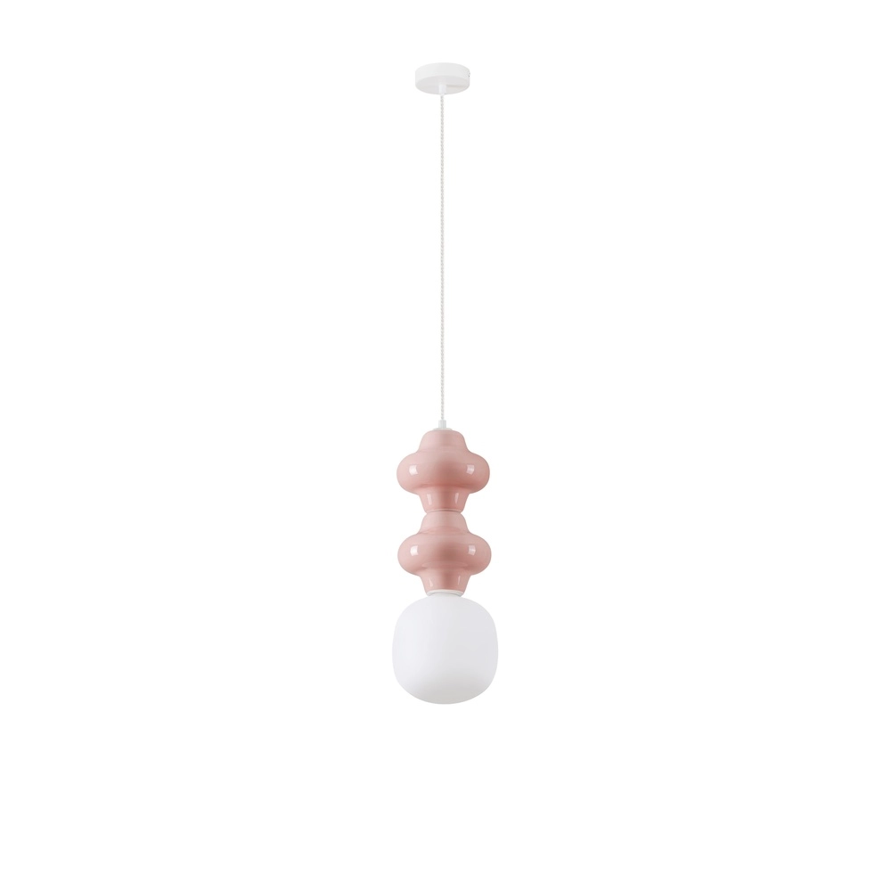 Pendelleuchte Clio M rosa Keramik mit weißem Glas Lyora 5212017461261