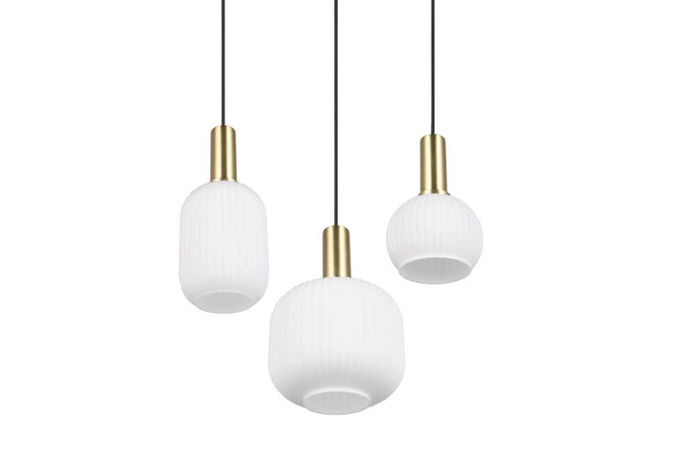 Hängelampe für das Esszimmer Diva 3-flammig – weißes Glas Trio 4017807614503