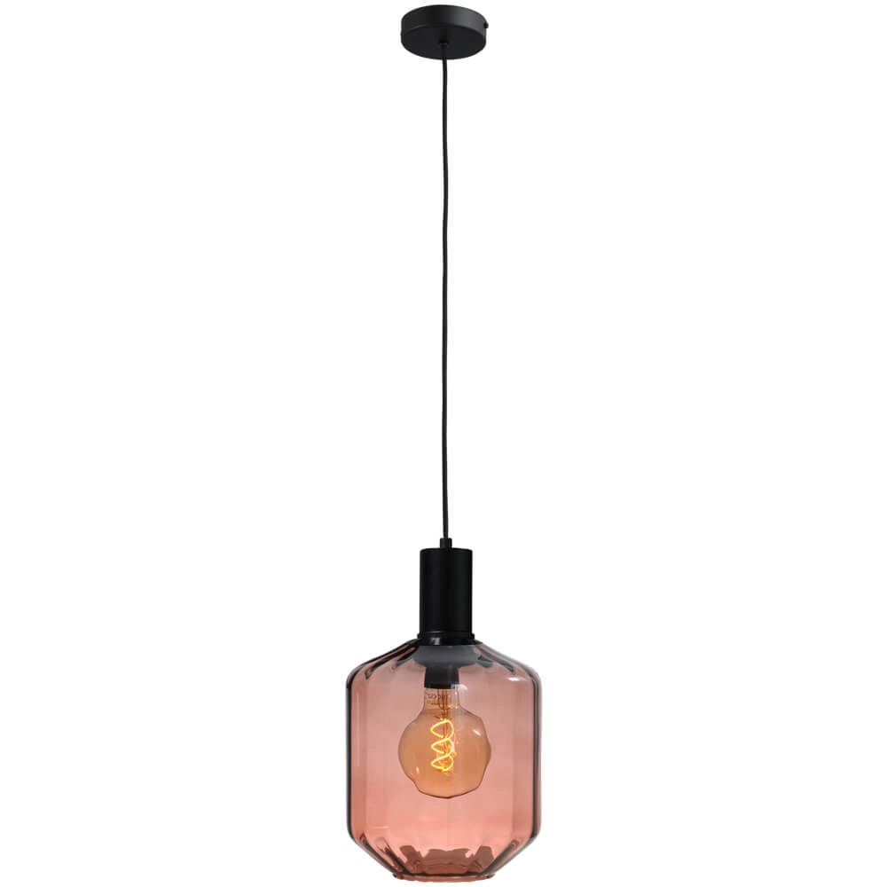Hängelampe schwarz Porto mit rotem Jagger-Glas – Ø 19 cm Masterlight 8718121269337