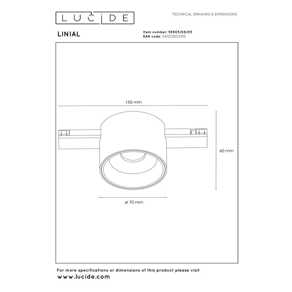 Einphasen-Gleis-Spot Linial Lux Champagner Premium by Lucide 5411212552310