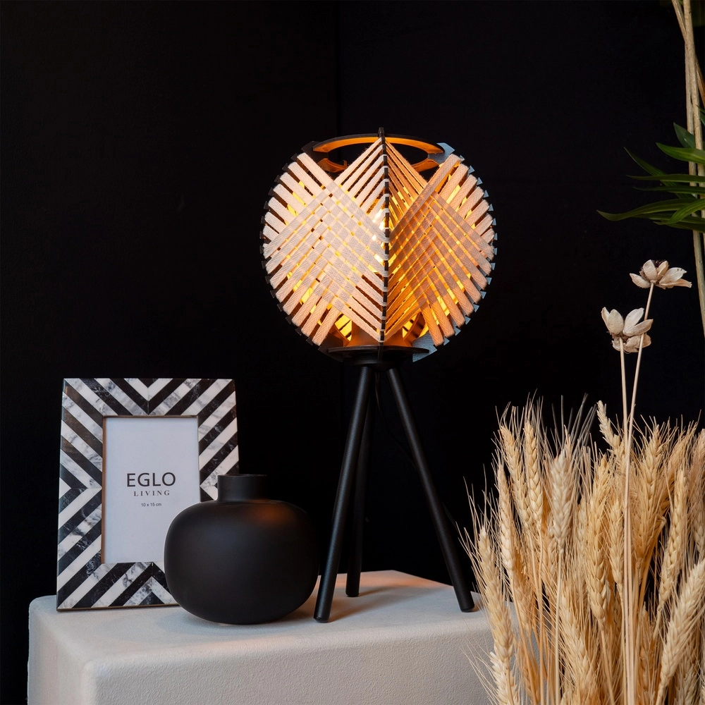 Tischlampe Waverton Schwarz mit cremefarbenem Textil Eglo 9002759440084