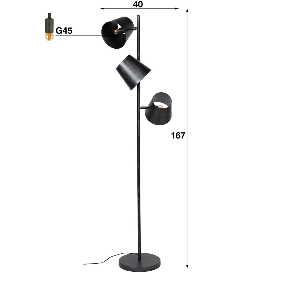 Rustikale Stehlampe Kinetic 167 cm – Holzkohle Lyora 8716803513181