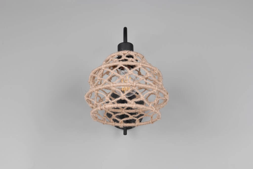 Rattan-Wandleuchte Hive mit schwarz Trio 4017807637212