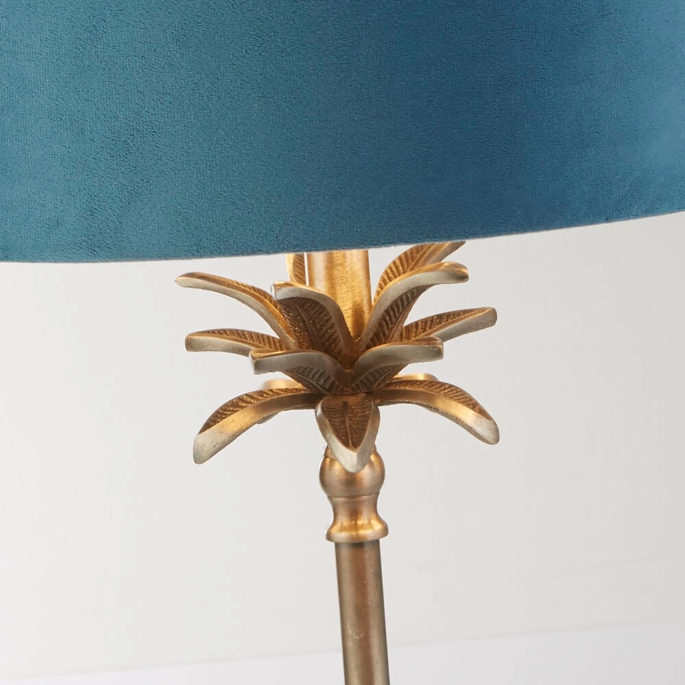 Tischlampe Palm Gold mit blauem Farbton Searchlight 5053423257525