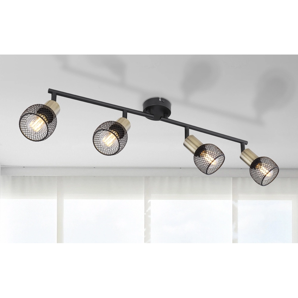 Deckenlampe Fiastra 4-helliges Schwarz mit Mesh Globo 9007371418121