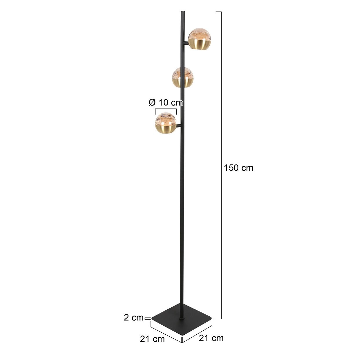 LED-Stehlampe Belluno 3-Licht Messing – Glas Steinhauer 8712746183979