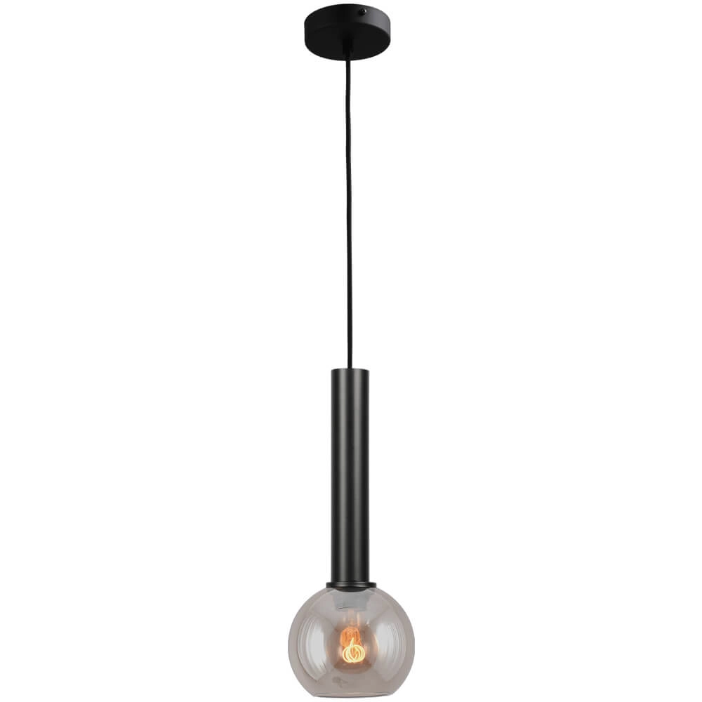 Hängelampe Ø 15cm Bella 2 Schwarz mit goldenem Glas
