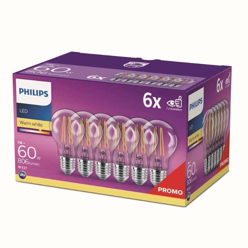 7W - E27 - 2700K - 806 lumen 6er Set Philips 8721103054265