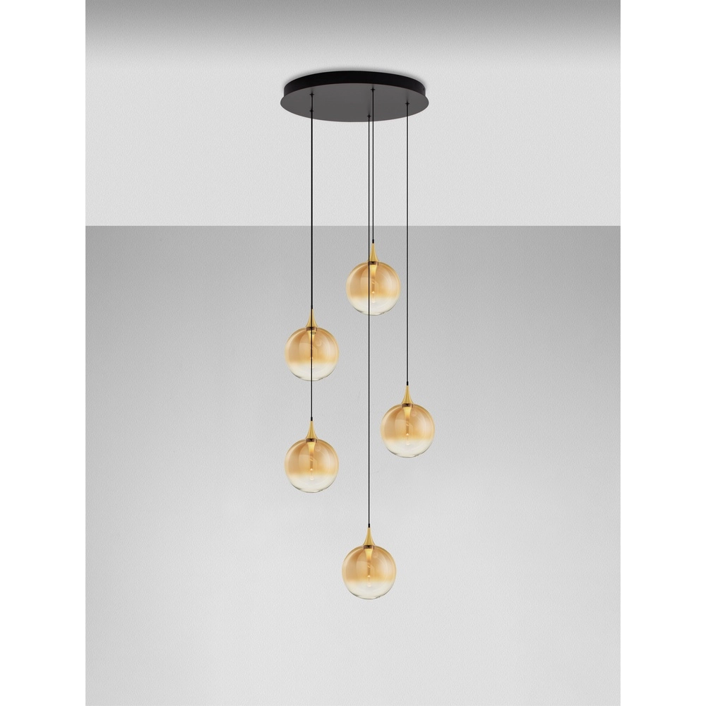 Pendelleuchte Orenda rundes 5-flammiges Braunglas Lyora 5212017477651