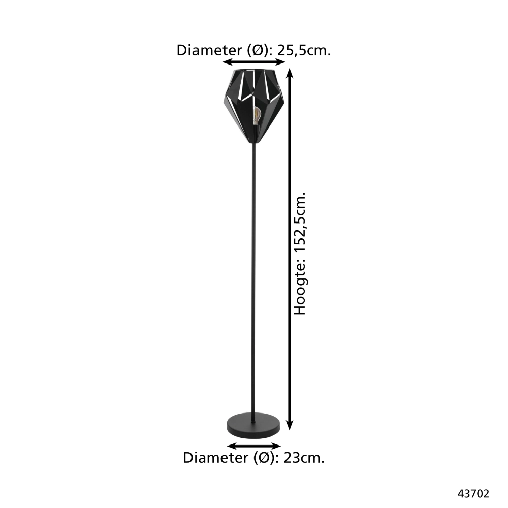 Schwarze Stehleuchte Carlton 5 Ø 25,5cm Eglo 9002759437022