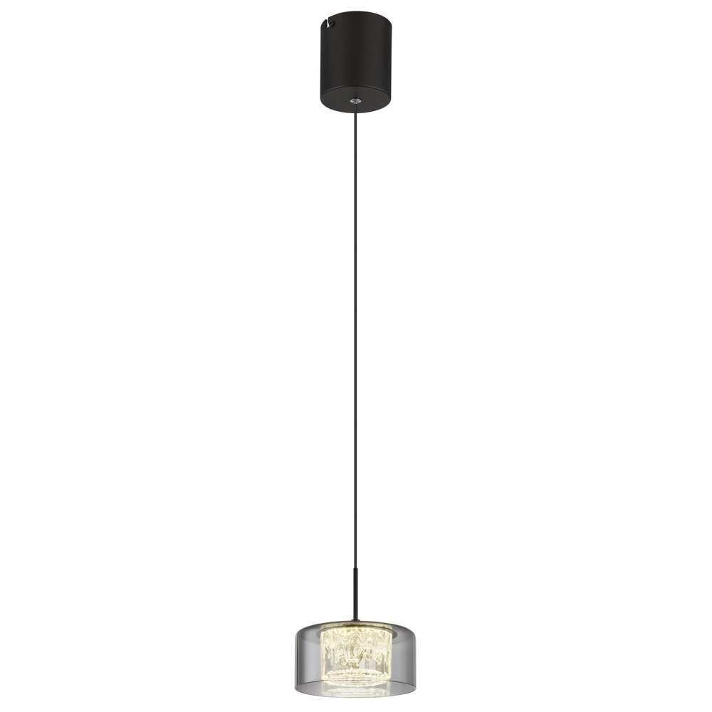 Design-Pendellampe Fogsy Einzelne schwarze mit Rauchglas