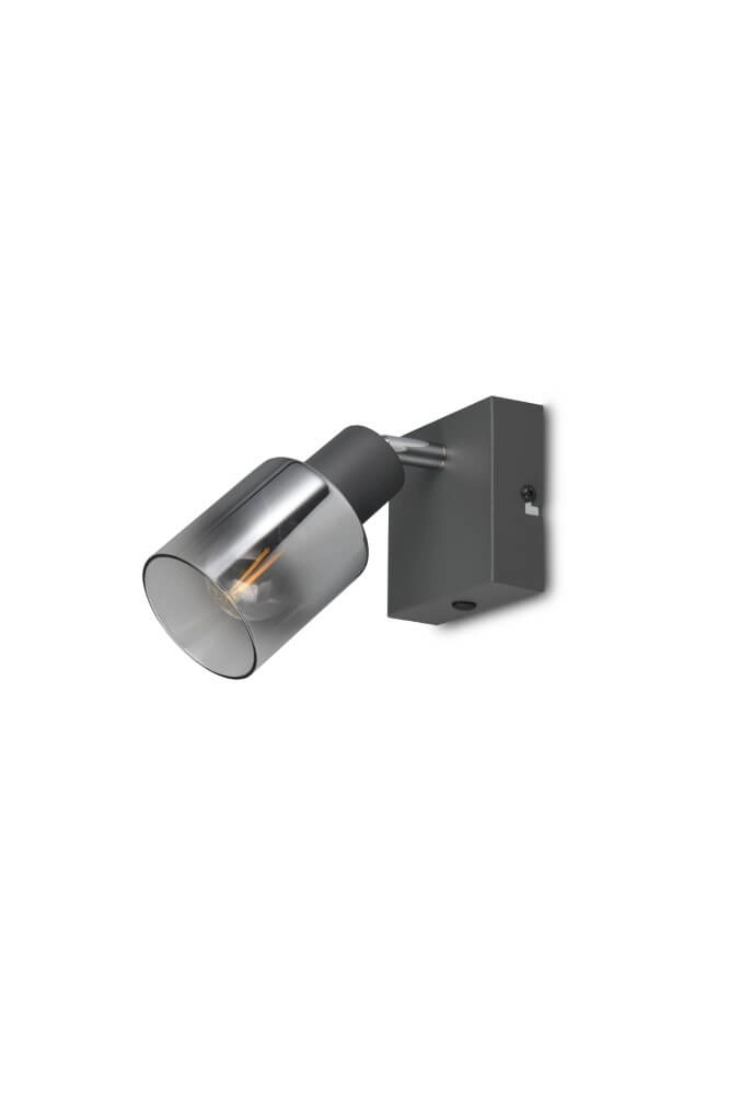 Schwarze Wandlampe Cadiz mit Rauchglas Trio 4017807615753