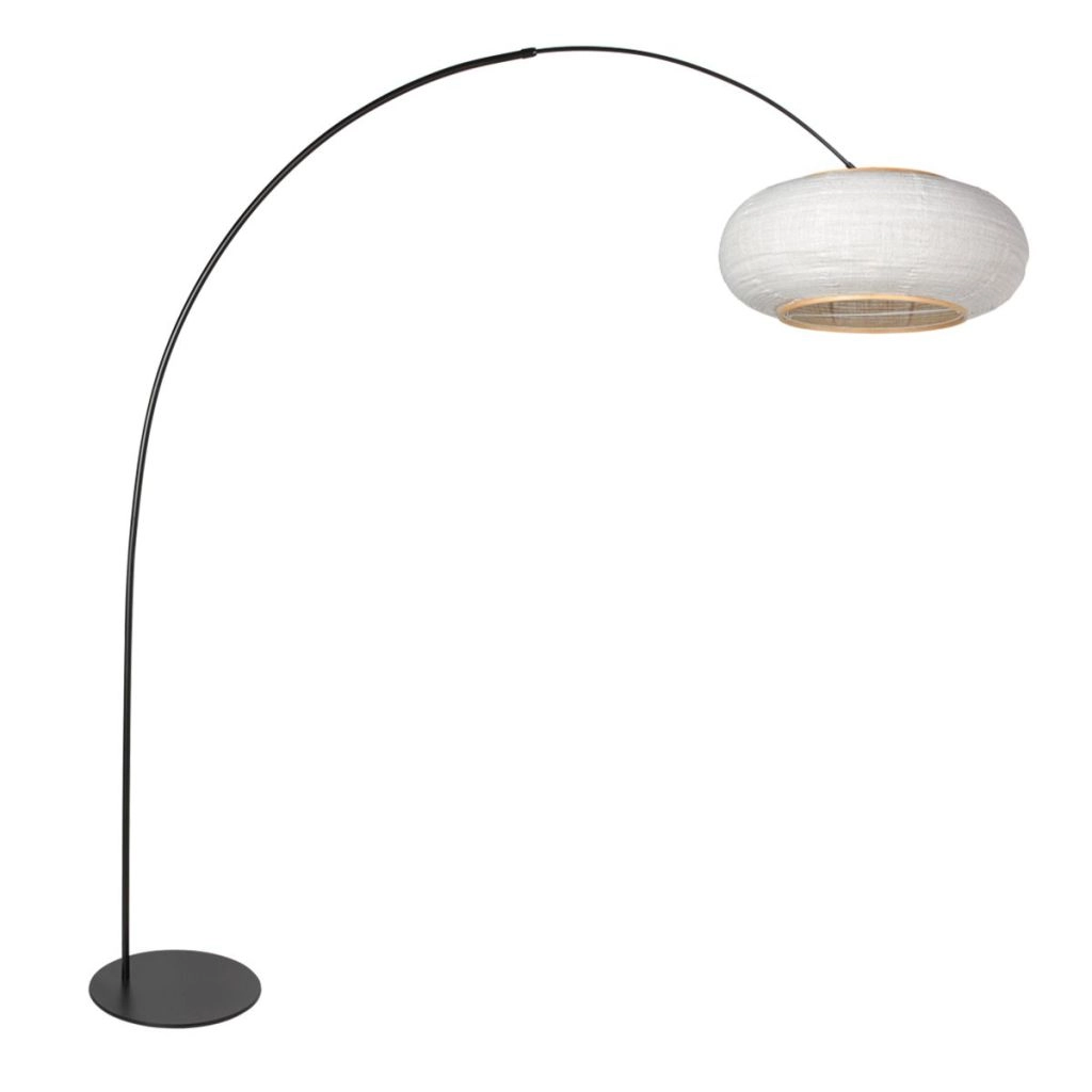 Schwarze Stehlampe Curve mit weißem Farbton Ø60 cm
