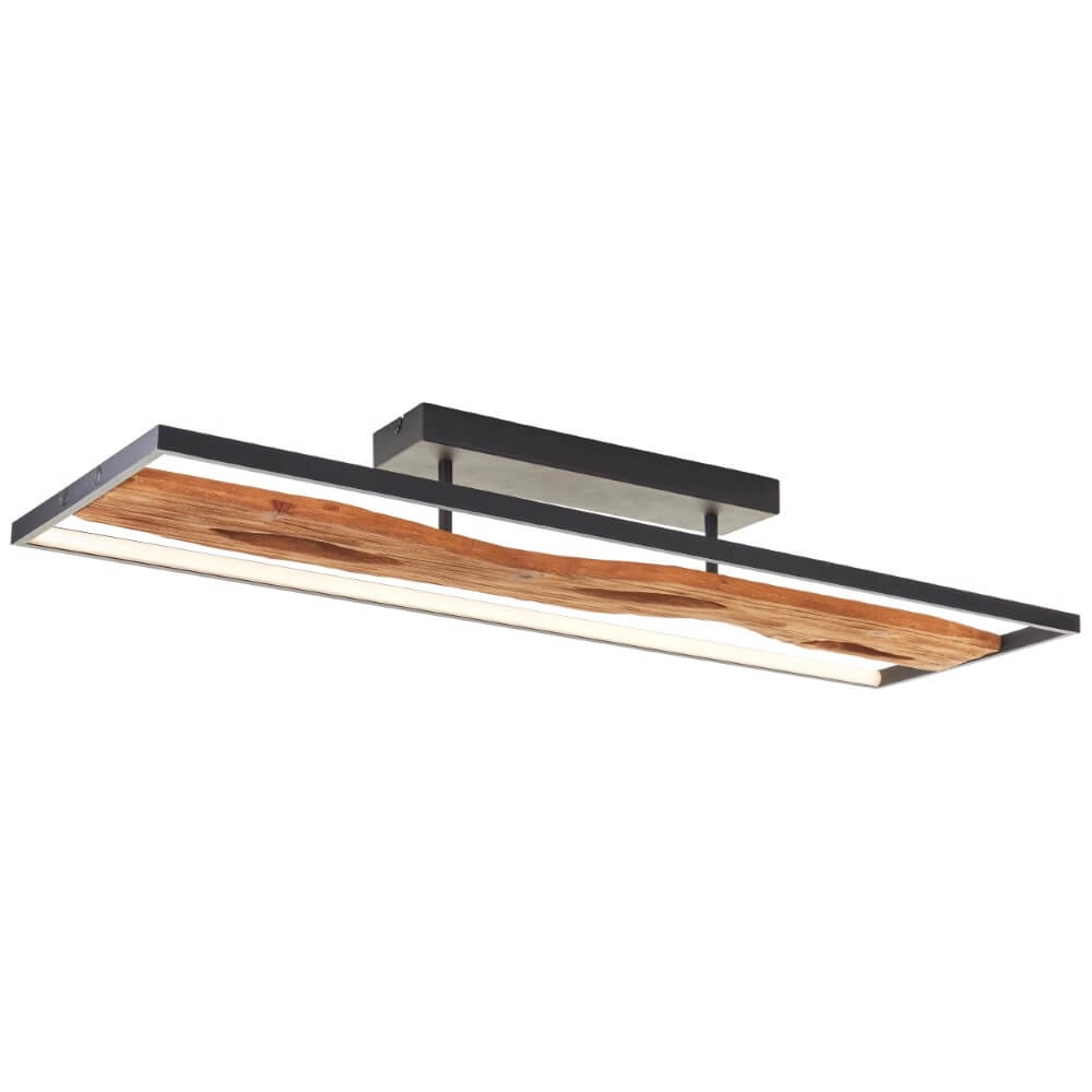 Deckenleuchte schwarz mit Holz Chaumont 100cm Brilliant 4004353435270