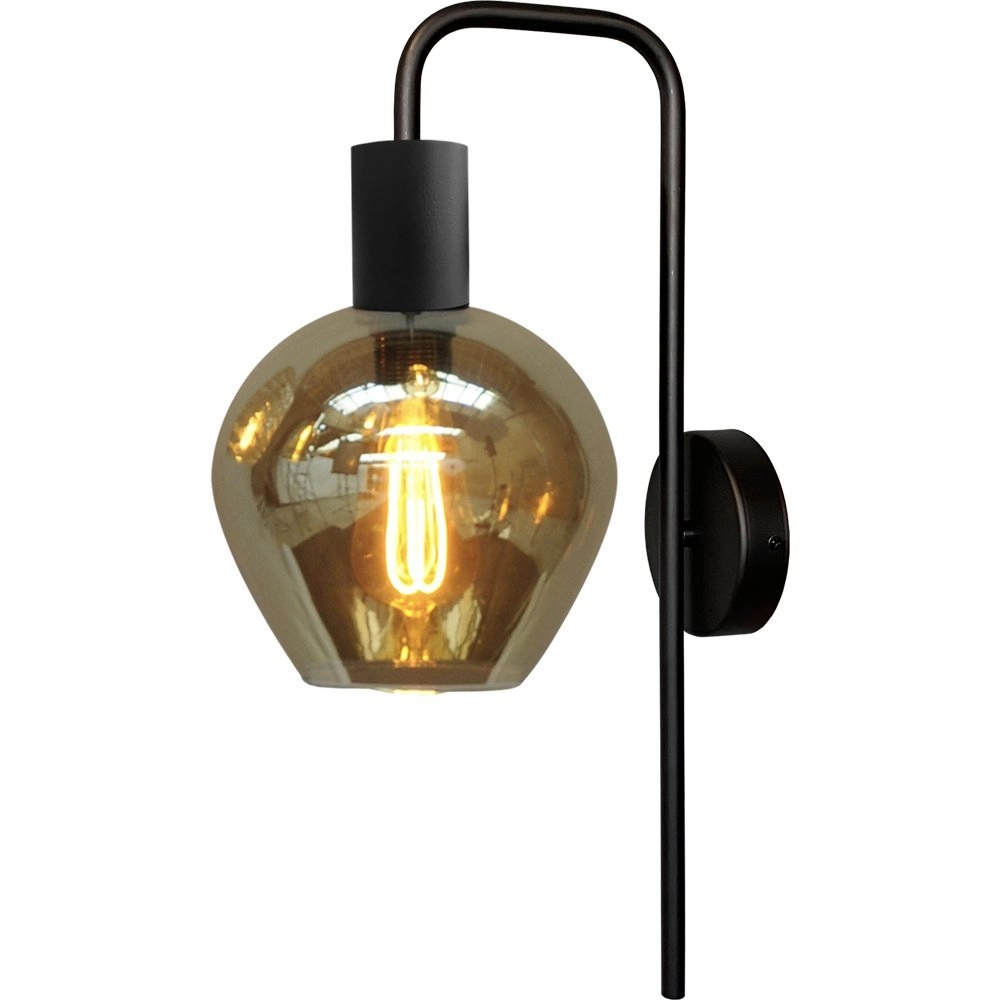 Schwarze Wandlampe Bounty mit Glas