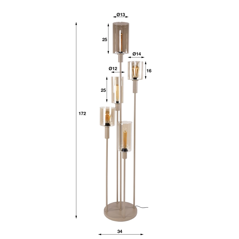 Design-Stehlampe Sepiora 5-hell sandbraun Lyora 8716803515338