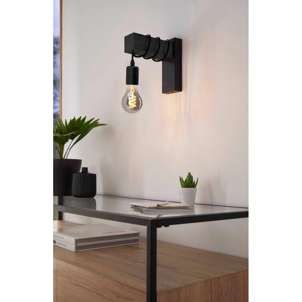 Landwandlampe Townshend Schwarzes Holz Eglo 9002759307387