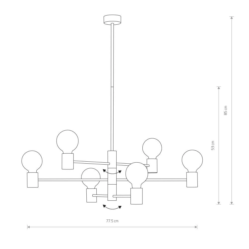Schwarze Hängelampe Radius 6-Licht Lyora 5903139793292