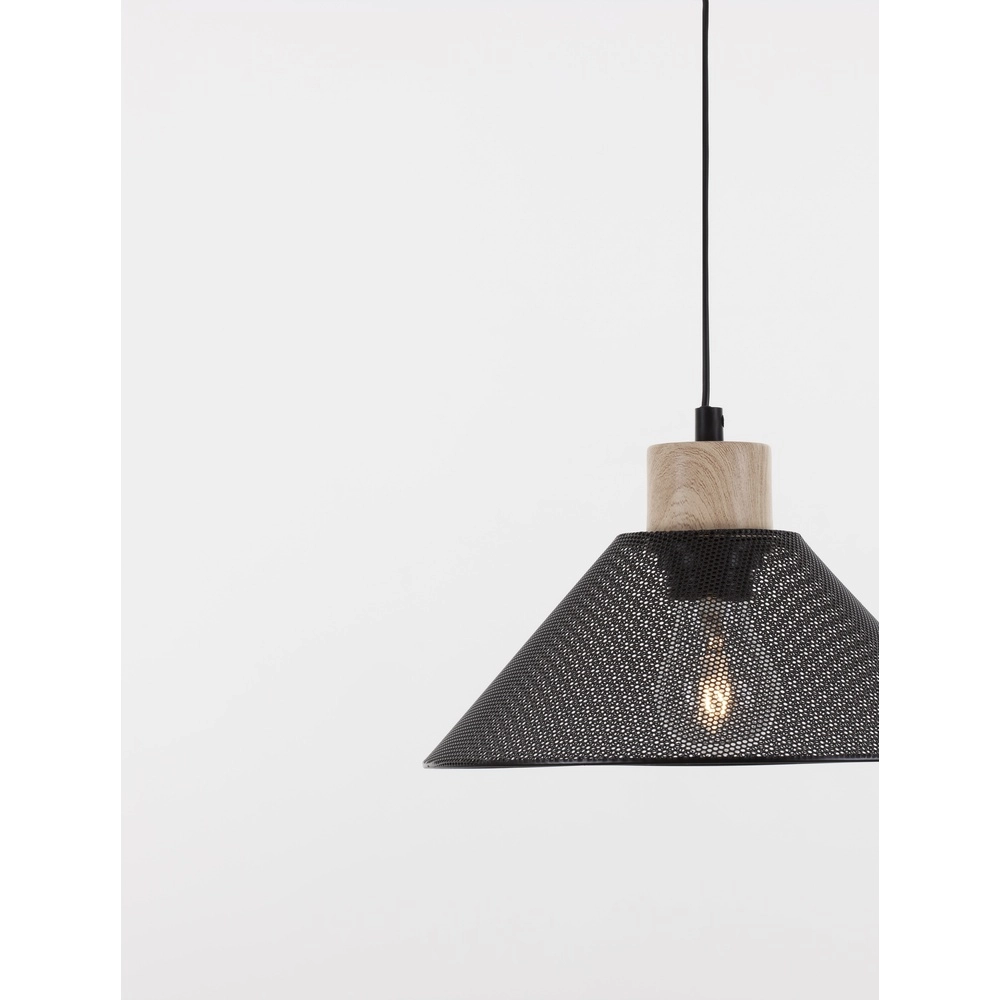 Design-Pendelleuchte Ian schwarz mit Holz Lyora 5212017436245