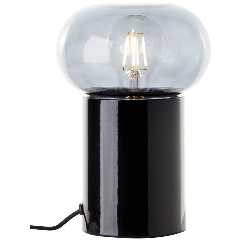 Schwarze Tischlampe Knut mit Rauchglas Brilliant 4004353430169