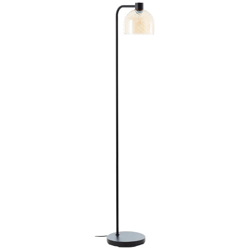 Stehlampe Casto schwarz mit bernsteinfarbenem Glas Brilliant 4004353446849