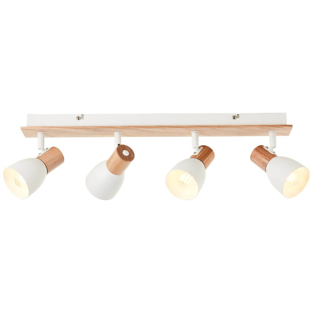 Deckenleuchte Daintree 4-flammig weiß mit Holz Brilliant 4004353413452