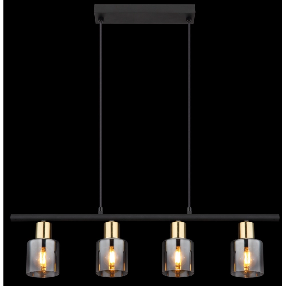 4-Licht Pendellampe Hollsy Schwarz mit Rauchglas Globo 9007371454853
