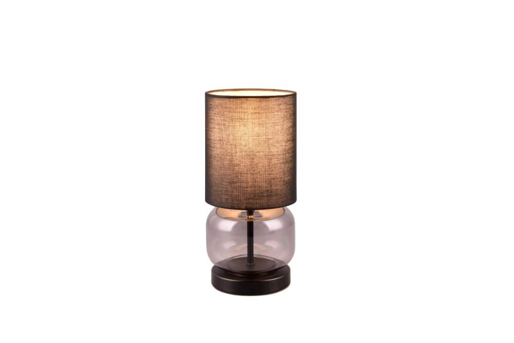Schwarze Tischlampe Elio mit Rauchglas Trio 4017807601039