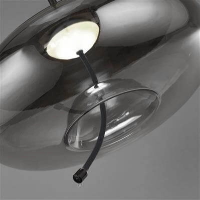 Hängelampe Glas Lisbon Schwarz mit rauchigem rundem Glas Searchlight 5053423190334