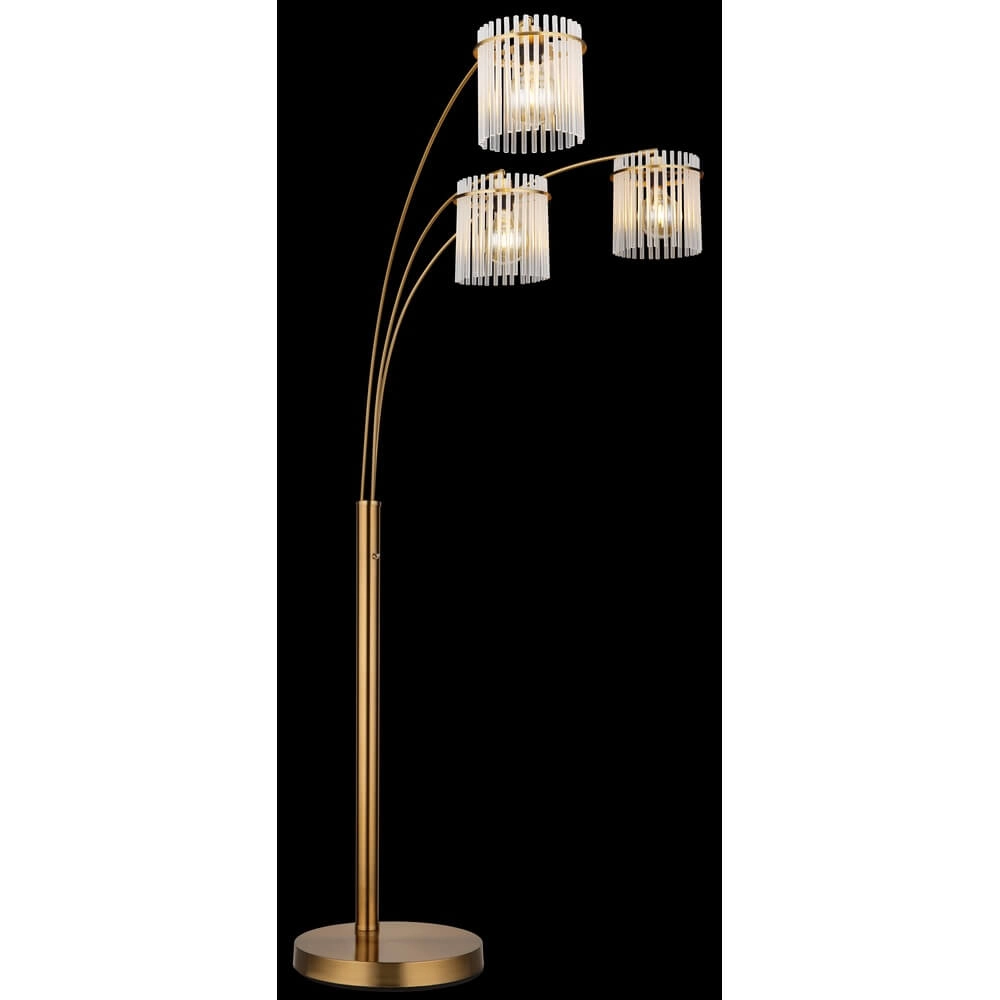Goldene Stehleuchte Gorley mit Glas 3-flammig Globo 9007371481019