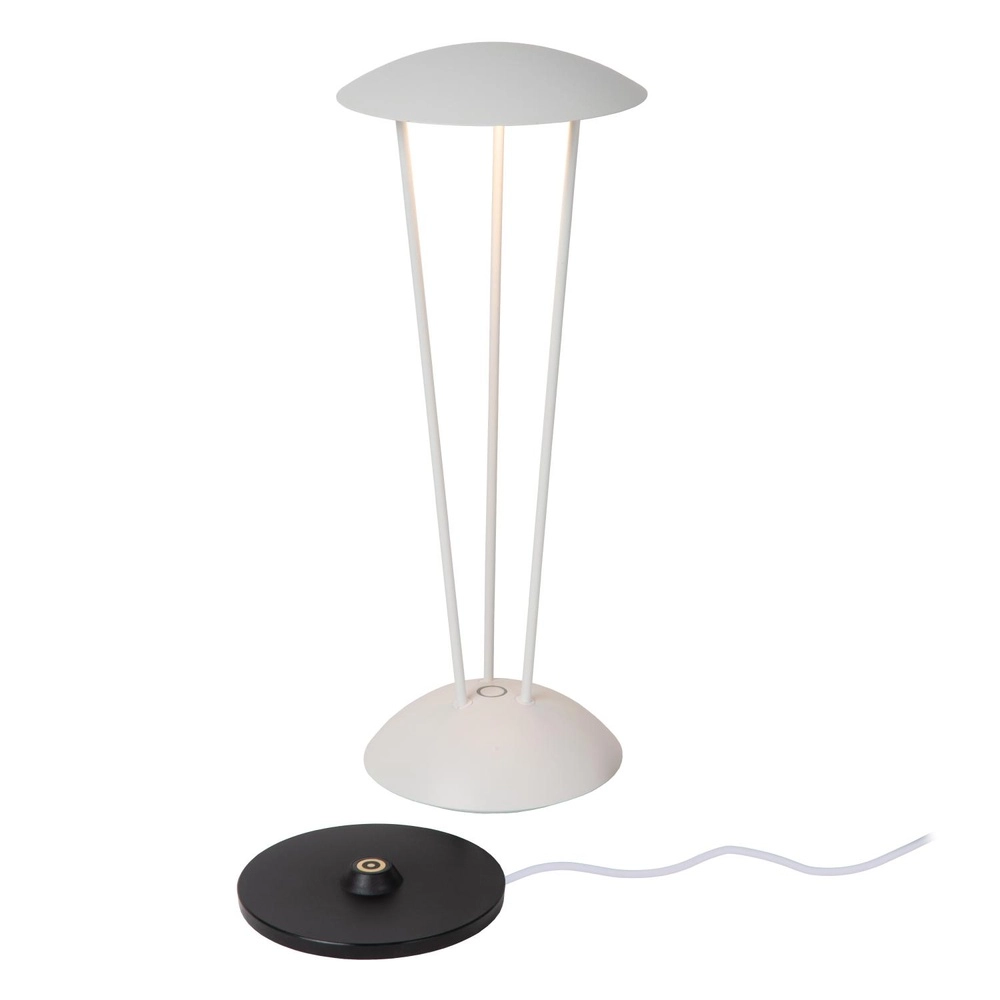Design-Tischlampe Renee Weiße wiederaufladbare Weiße Lucide 5411212272317