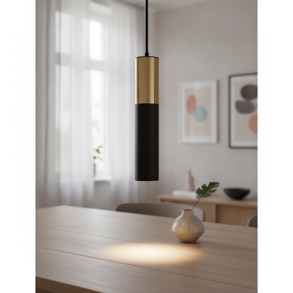 Pendelleuchte Pongo M Single 30cm gold mit schwarz