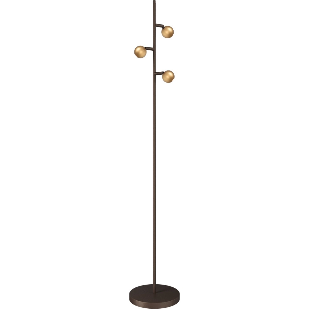 3-Licht Stehlampe Talana Kakaobraun mit Gold