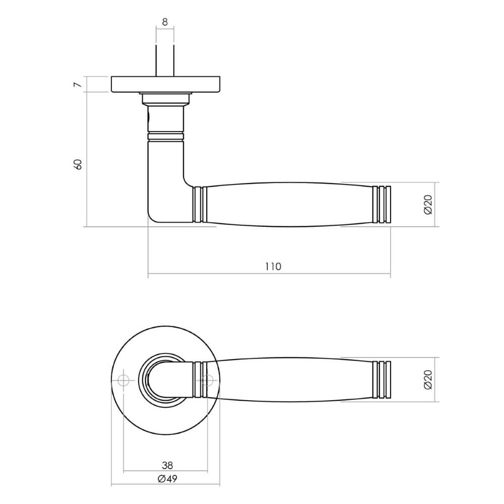 Türklinke Ton 222 Messing getrommelt Intersteel 8714186485804