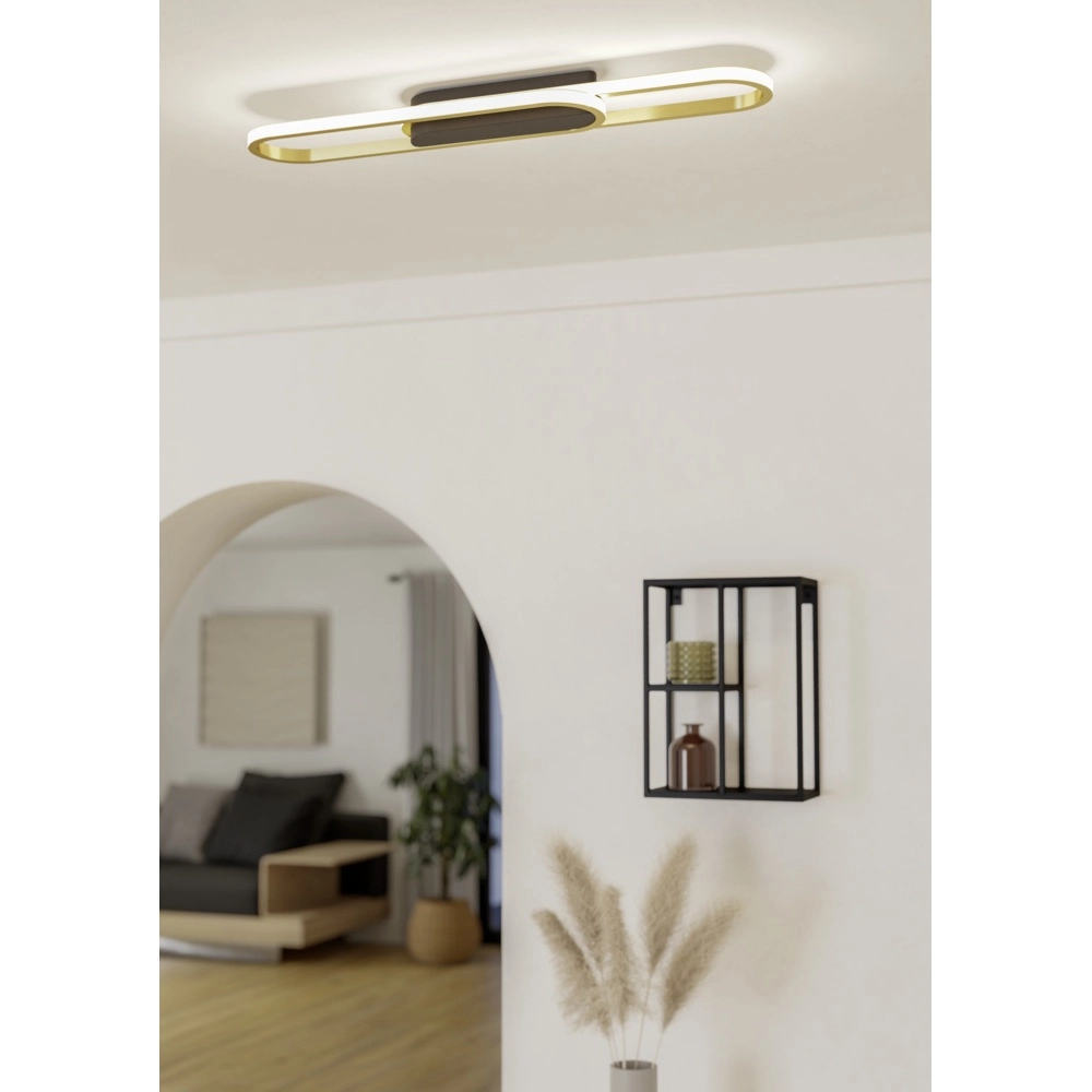 Schlanke Deckenleuchte Conivarena schwarz mit gold Eglo 9008606357116