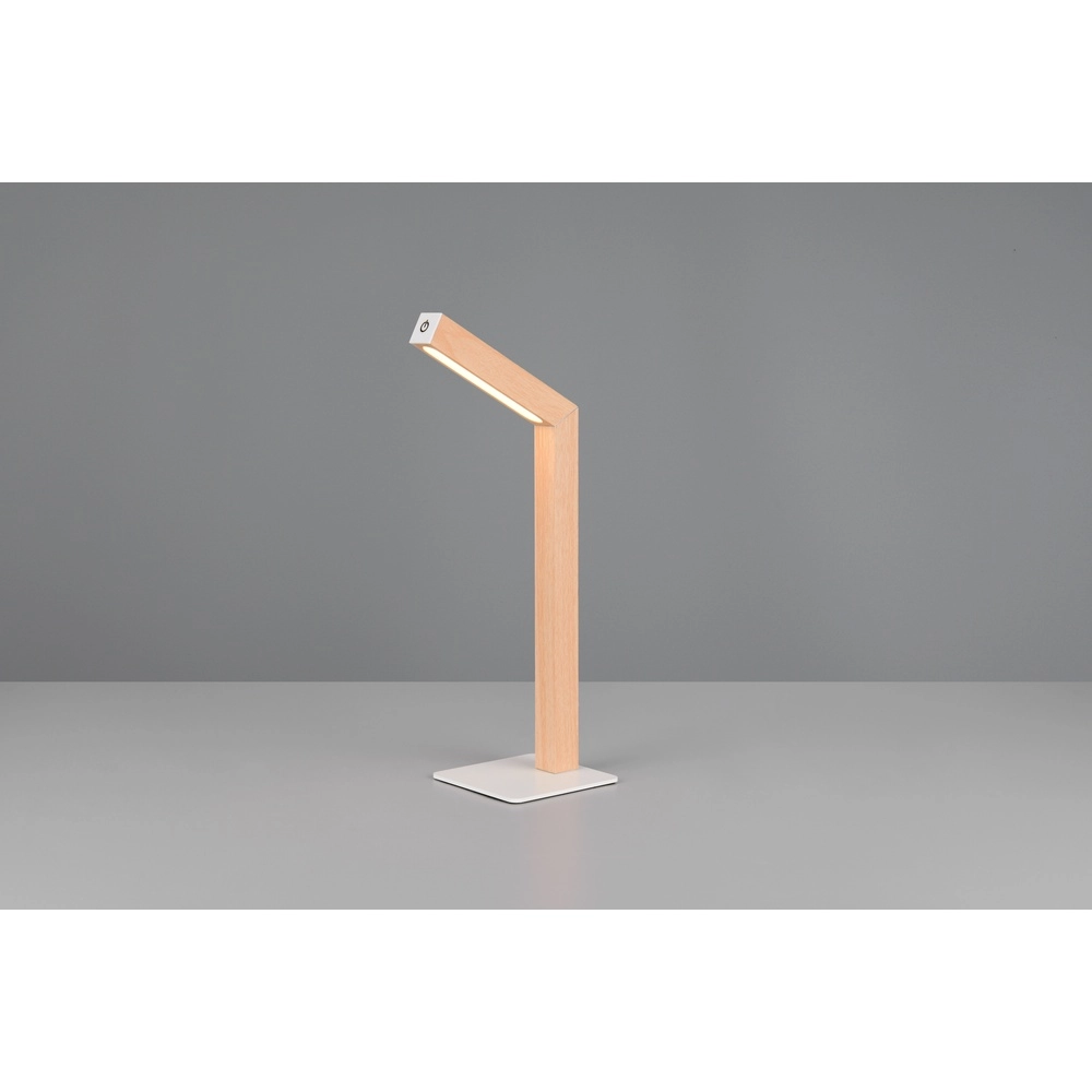 Design-Tischleuchte Skip wiederaufladbar weiß mit Holz Trio 4017807643503