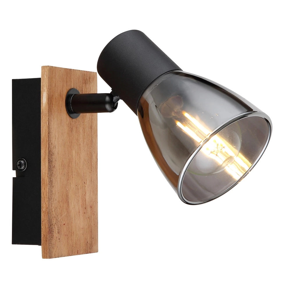 Wandlampe Claude Schwarz mit Holz