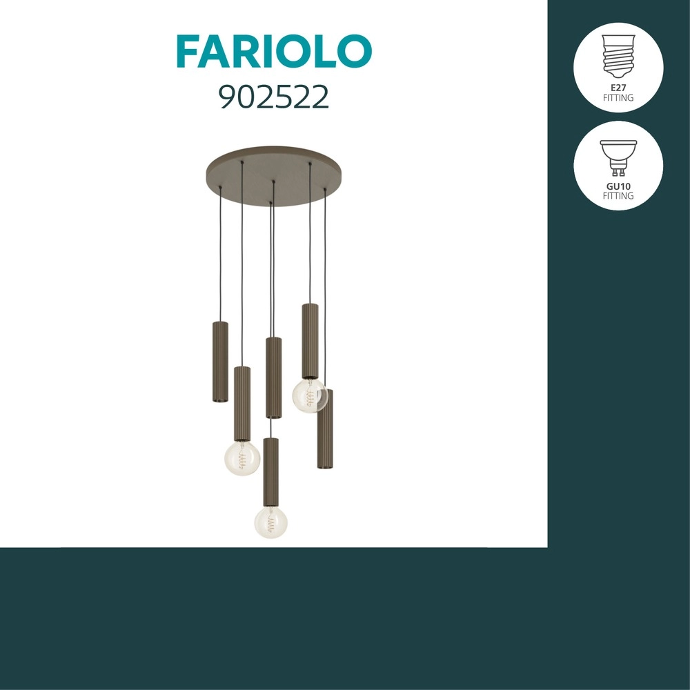 Design-Pendellampe Fariolo bronzene 6-Fenster Ø 48 cm