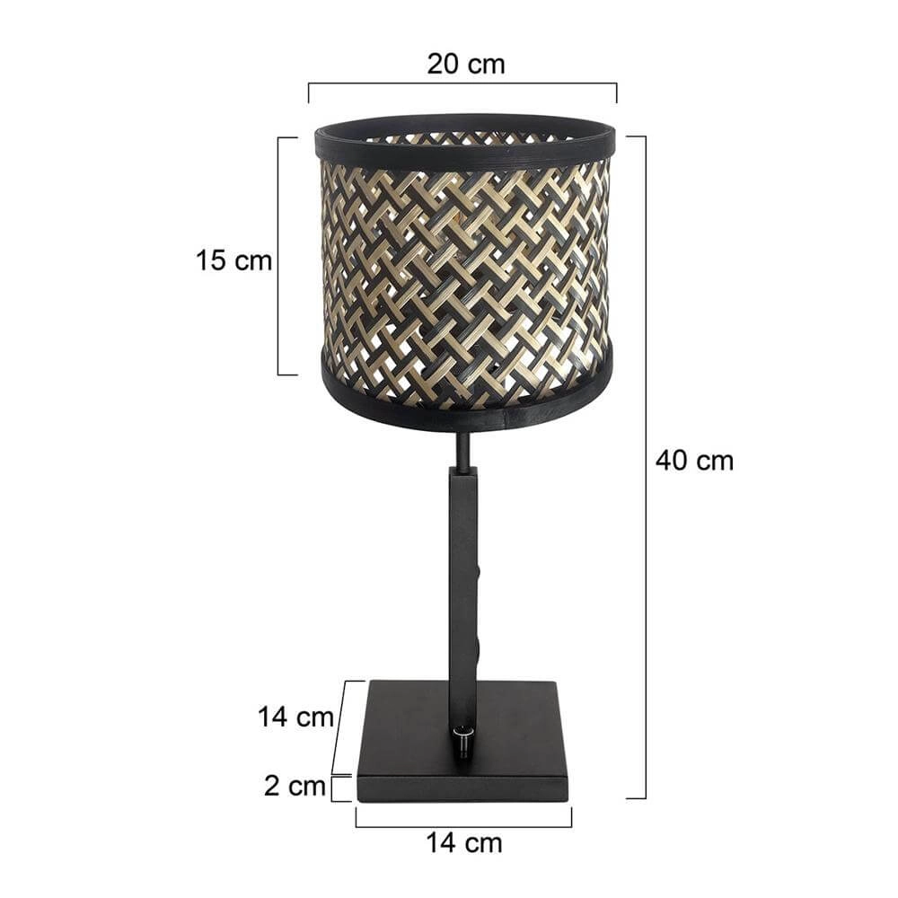 Tischlampe Stang schwarz mit Bambusschirm Steinhauer 8712746172065