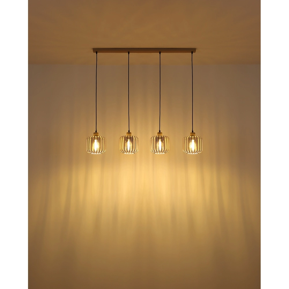 4-flammige Pendelleuchte Alfred sandbraun Globo 9007371533619