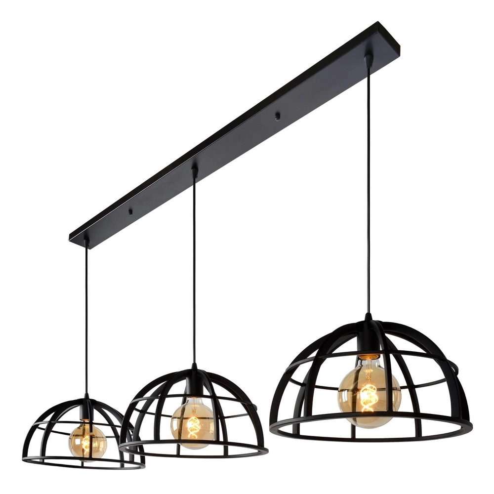 3-Licht Pendellampe Dikra Industriell Schwarz Lucide 5411212761026